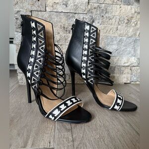L.A.M.B Black/White Savanna Heels